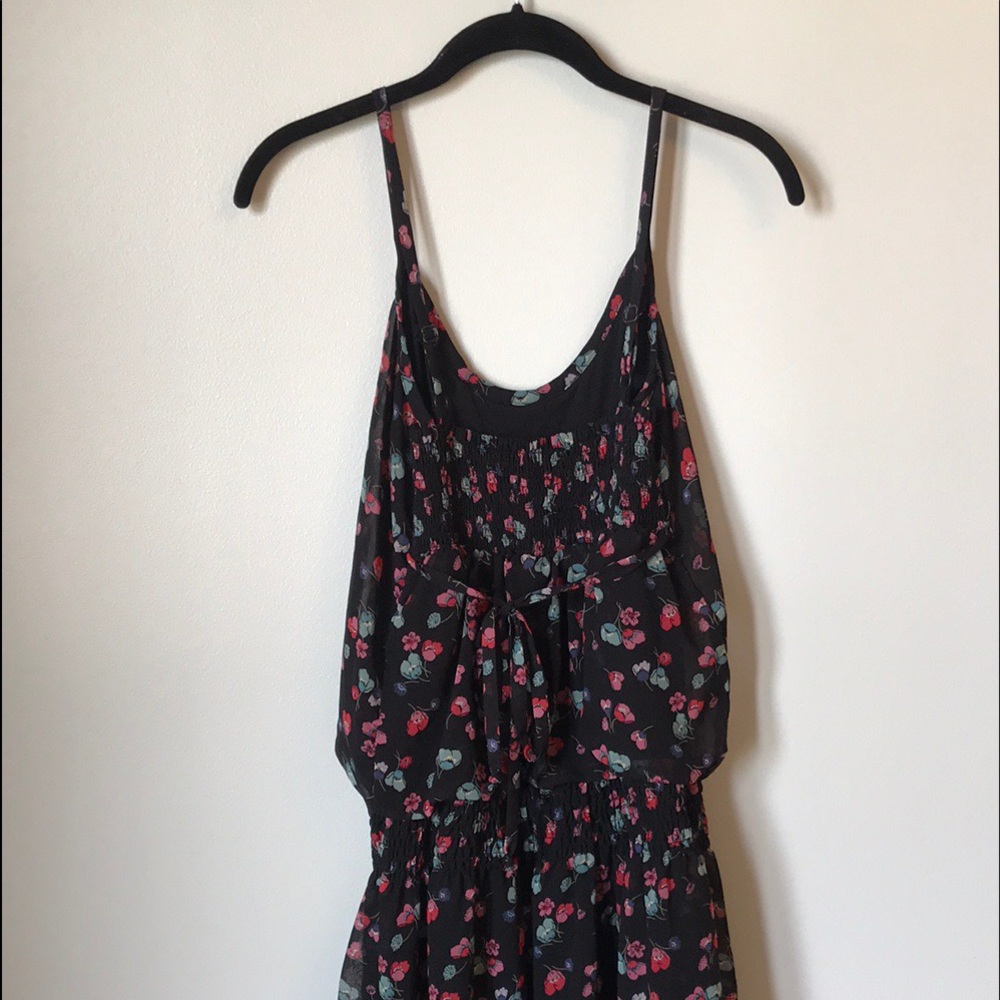 AE Black Floral Tank Dress with Cinched Waist - Picture 2 of 4
